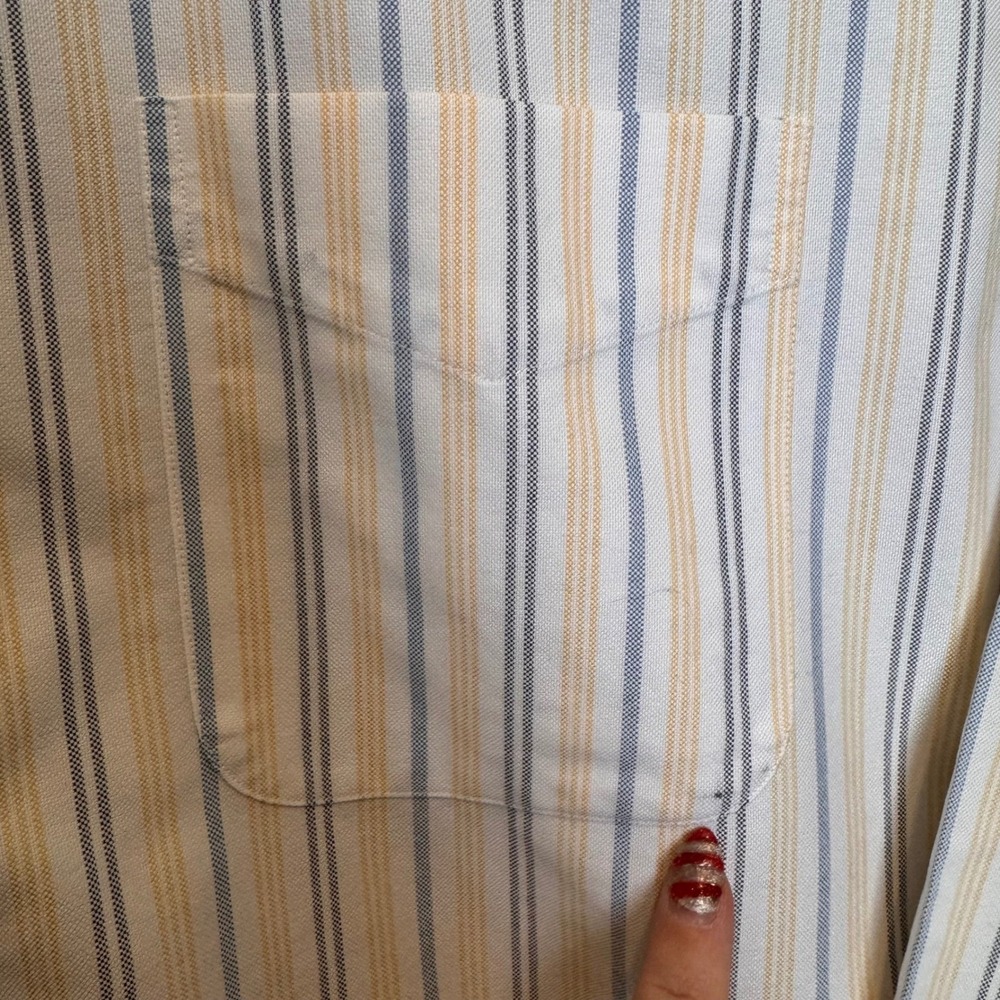 LL Bean Wrinkle Free Traditional Striped Button Down Shirt 17 1/2 36 Classic Dad - Picture 3 of 9
